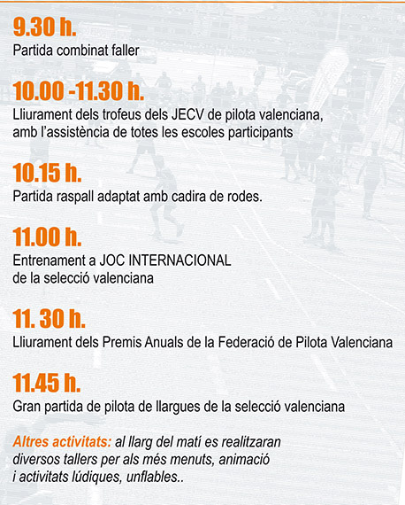 horario dia pilota valenciana 2015