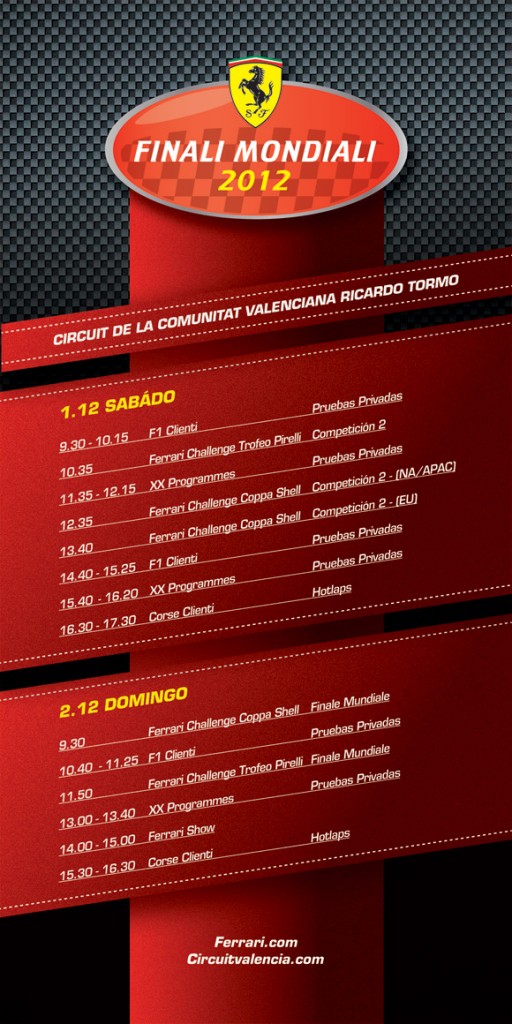 Horarios Ferrari World Finals Valencia 2012