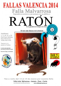El toro Ratón desde el 14 al 19 de marzo en la Falla Malvarrosa