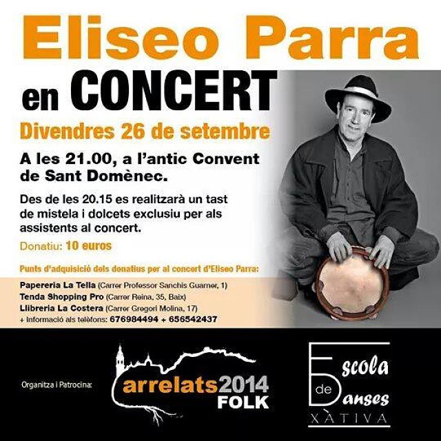 Concierto Eliseo Parra! #DMT2014 #Concierto #Show #EliseoParra #Xativa #valencia #Lovevalencia #mistela #samarretes #camisetas #Arrelats #Folk #musica #Folclore #exclusivo #VIP #spain #capdesetmana #weekend #music #instaevent