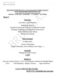 Menú 2 Navidad 2014 Restaurante Bruselas