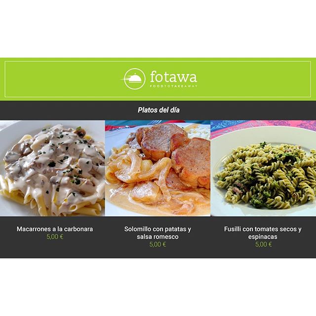 No te pierdas los platos de hoy. Entra en www.fotawa.com y haz tu pedido. #food#valencia#vlc#foodie #foodies#lovevalencia#fotawa#startup#centrodevalencia#valenciagram#social