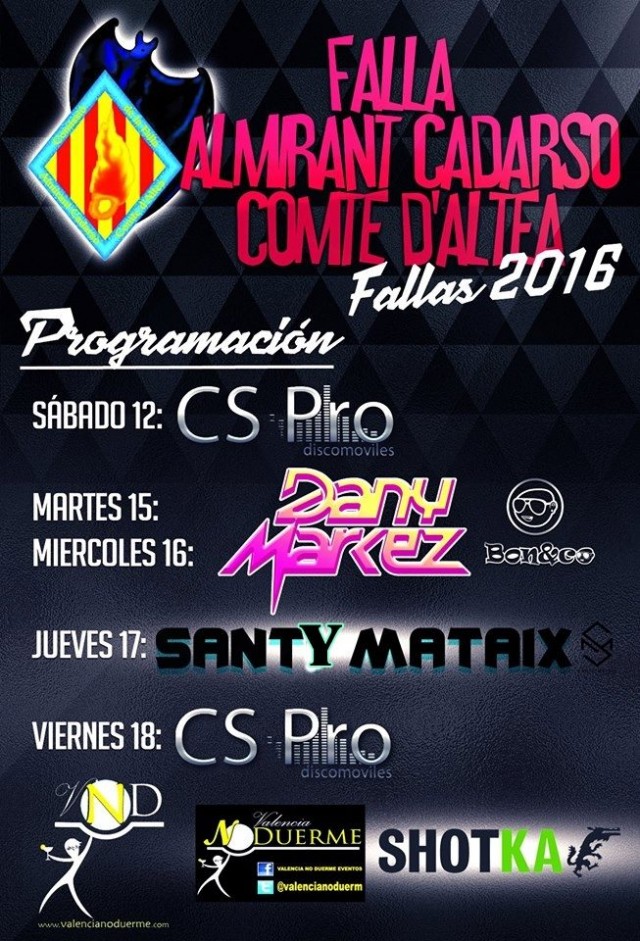 programa verbena 2016 Falla Almirante Cadarso Comte D'Altea