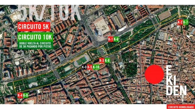 Maratón EKIDEN Valencia recorridos 5k y 10 k2016