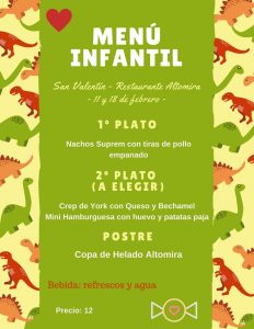 Menú infantil Camping Altomira